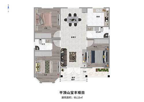 平顶山宝丰冯府一层轻钢别墅户型图